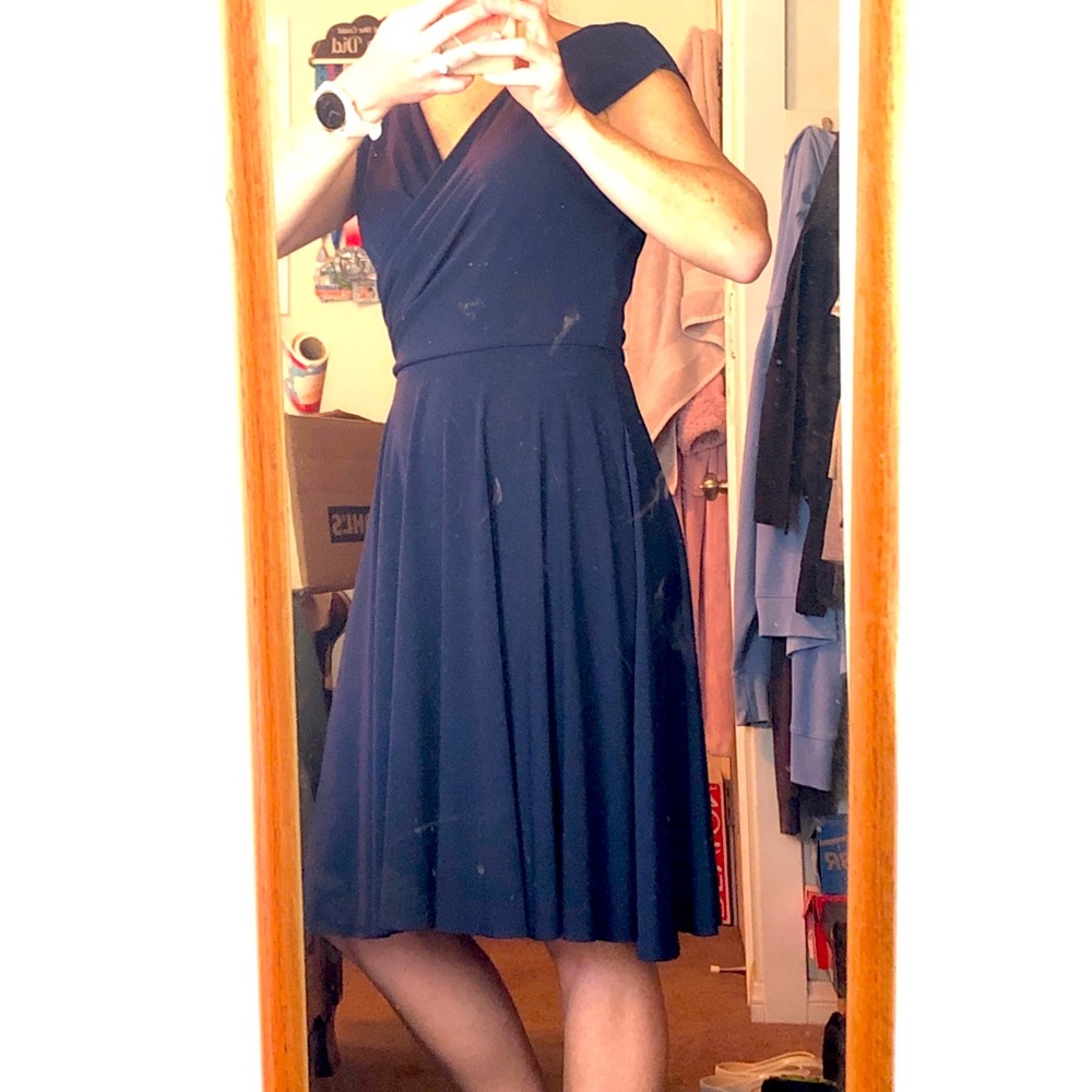 Navy dress, full skirt size 8